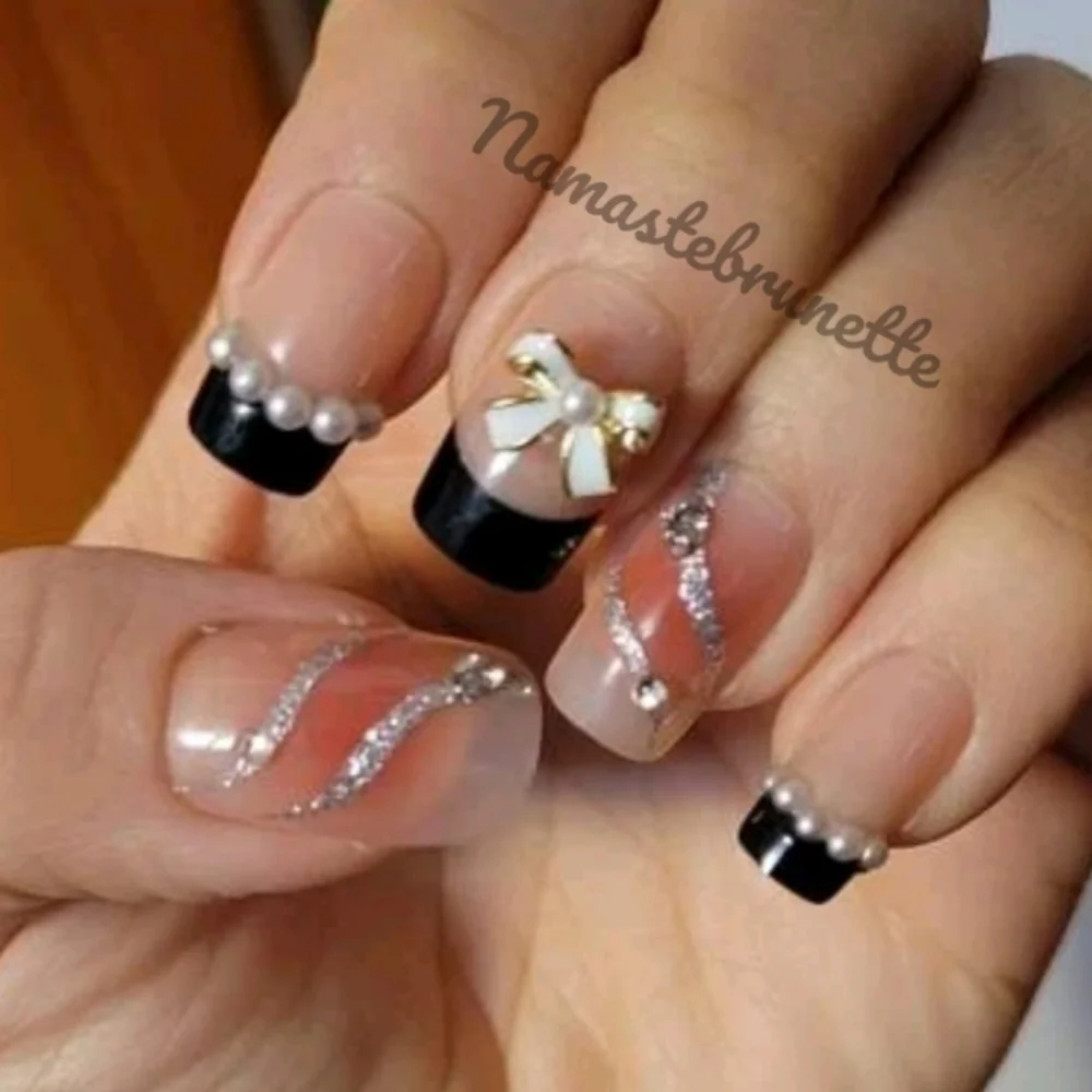 2/$16 Bow Rhinestone Press On Nails